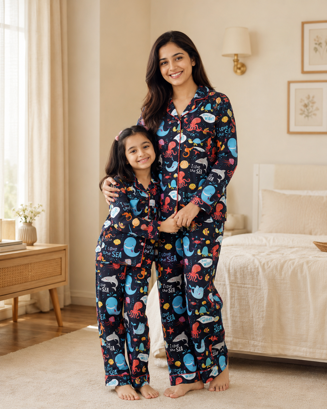 Sea World Dark Blue Night Suit Set