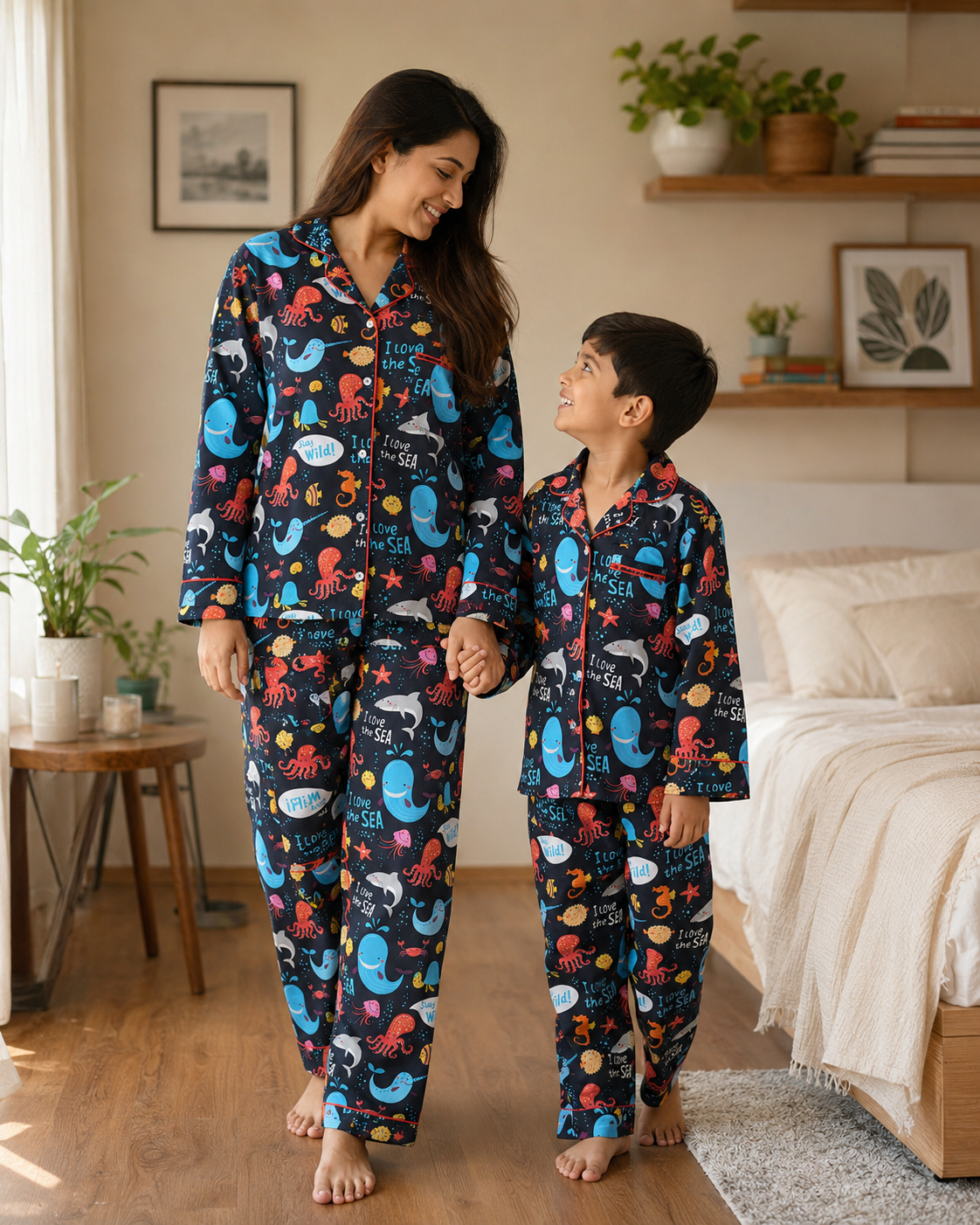 Sea World Dark Blue Night Suit Set