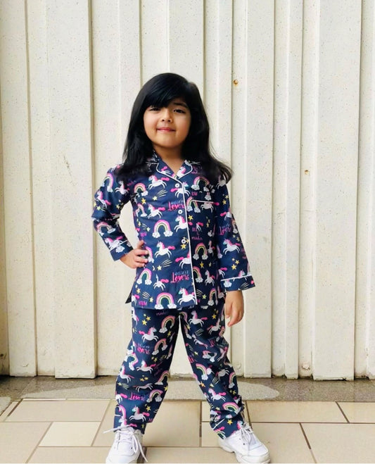 Unicorn Lovers Blue  Pajama Set