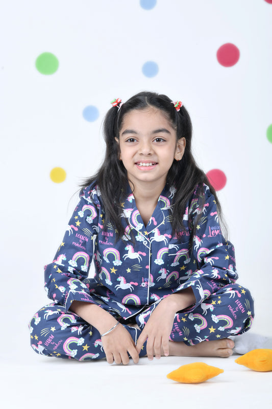 Unicorn Lovers Blue  Pajama Set