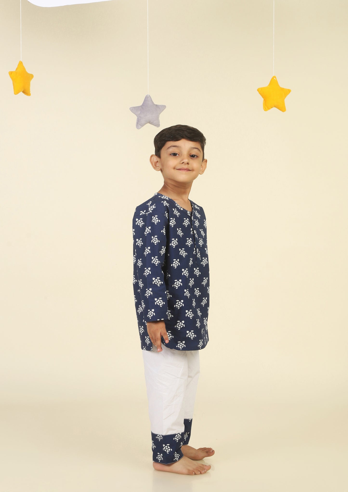 Cute Turtle Navy Blue  kurta Pajama Set